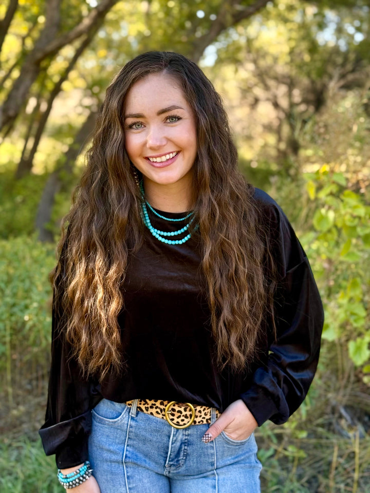 Sheri Black Velvet Top