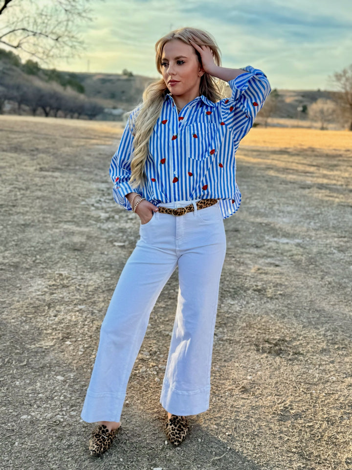 Very Berry Blue Striped Top