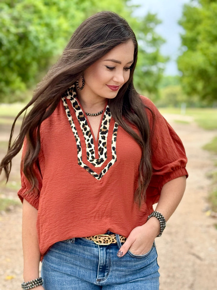 Kailey Rust & Leopard Top