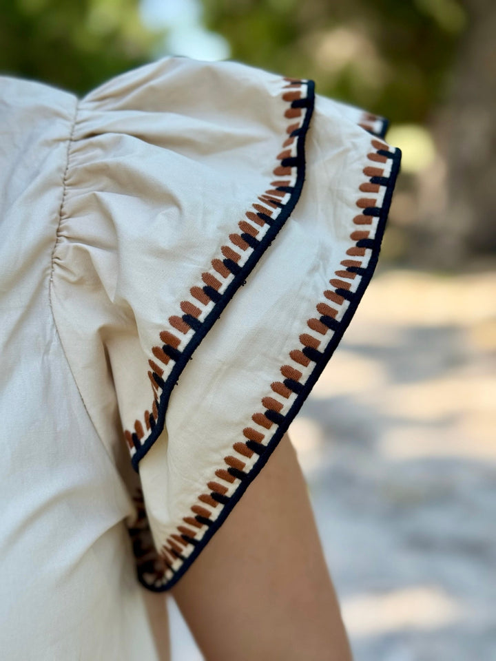 Harvest Stitches Cream Top