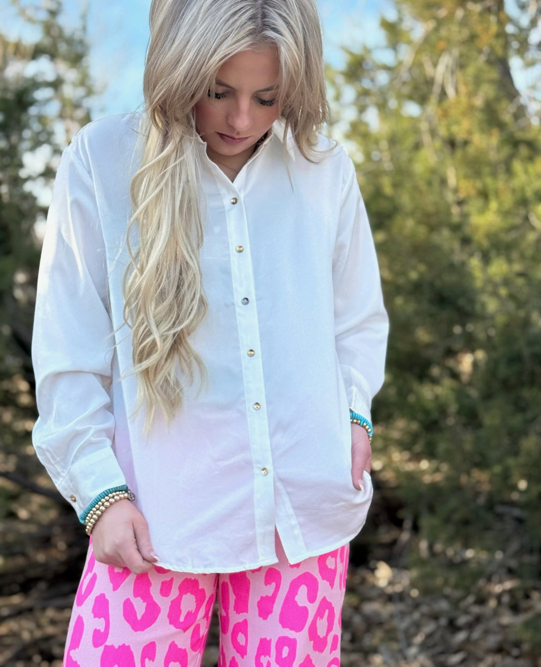 Denise White Button Down Blouse