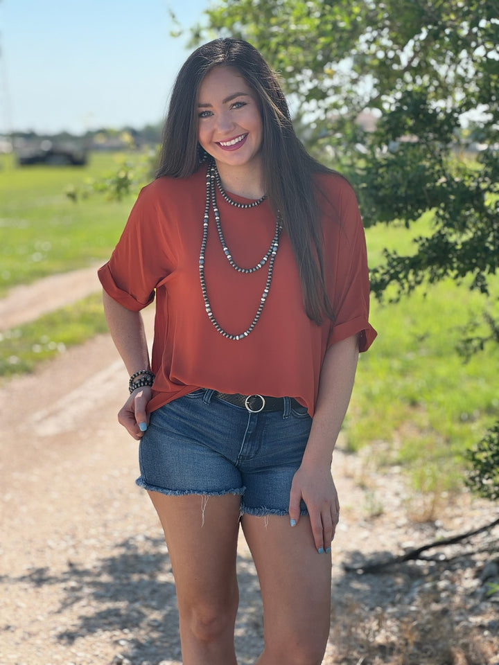 Florence Rust Short Sleeve Blouse