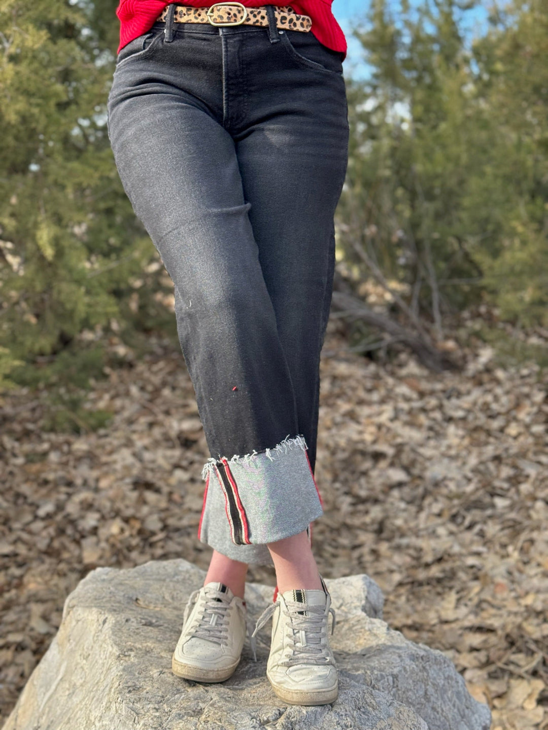 Marissa Black Tummy Control Crop Cuffed Jean