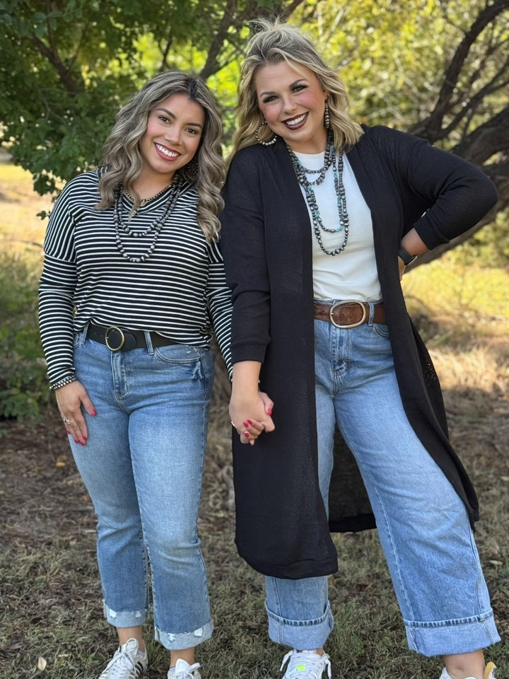 Ester Long Black Knit Cardigan