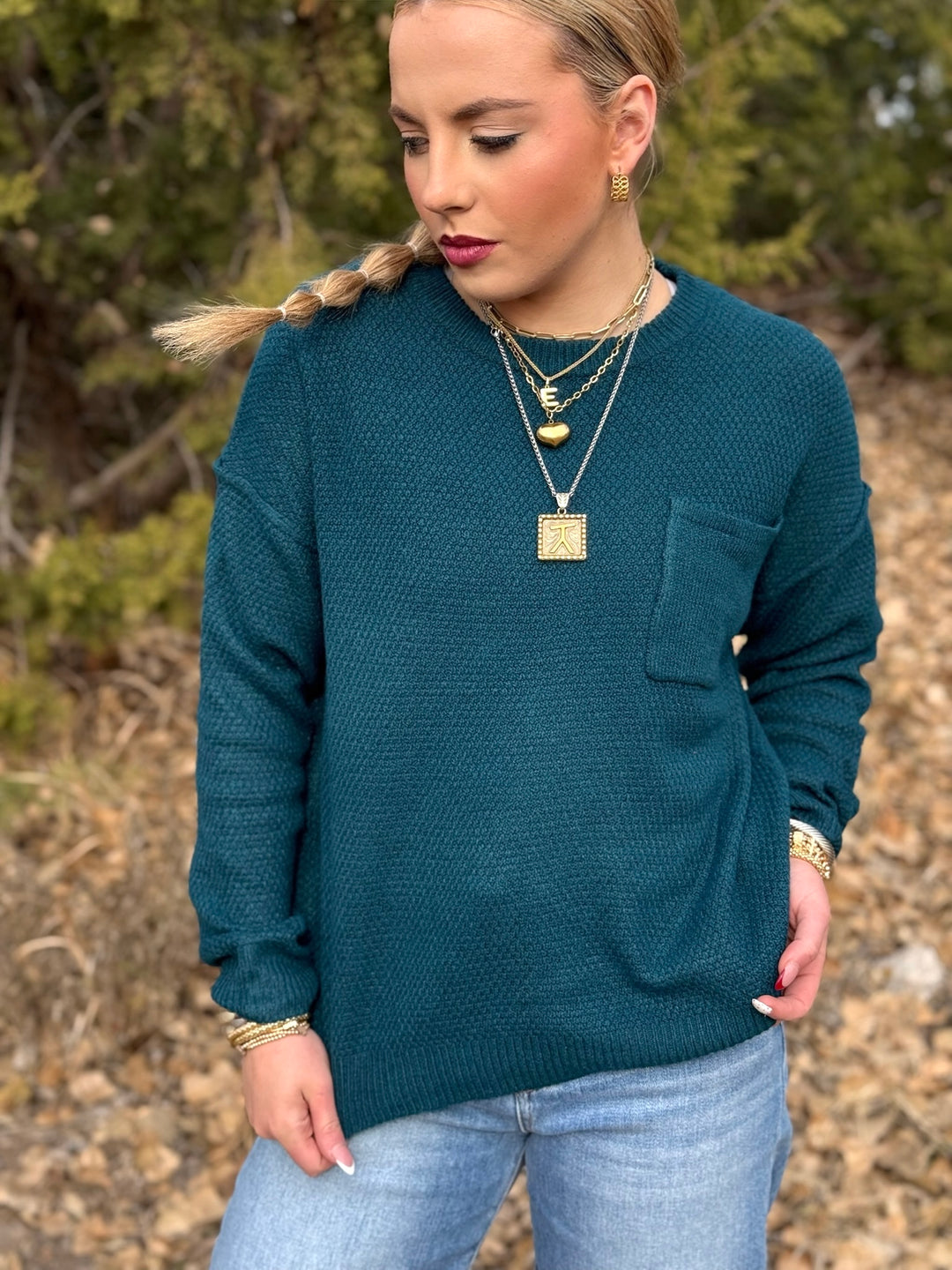 Tori Teal Knit Sweater