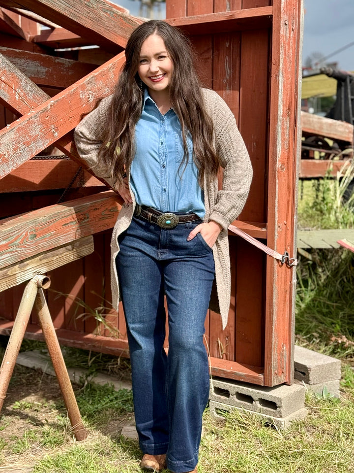 Maxine Taupe Knit Cardigan