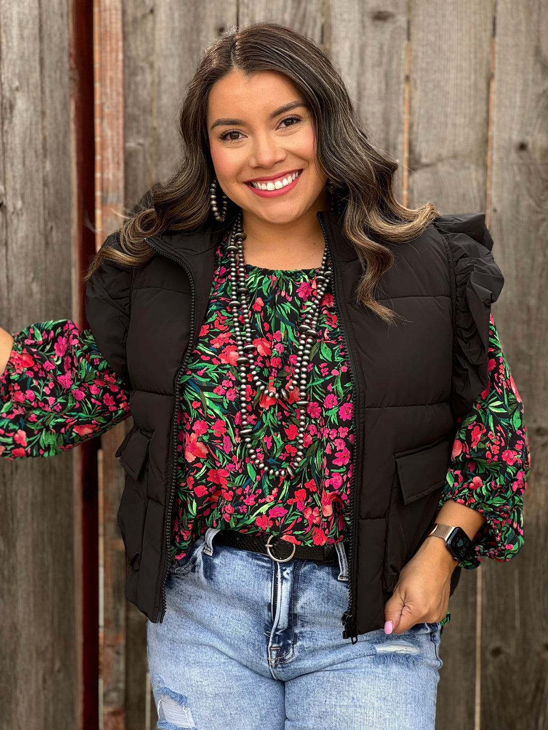 Zeta Black Floral Blouse