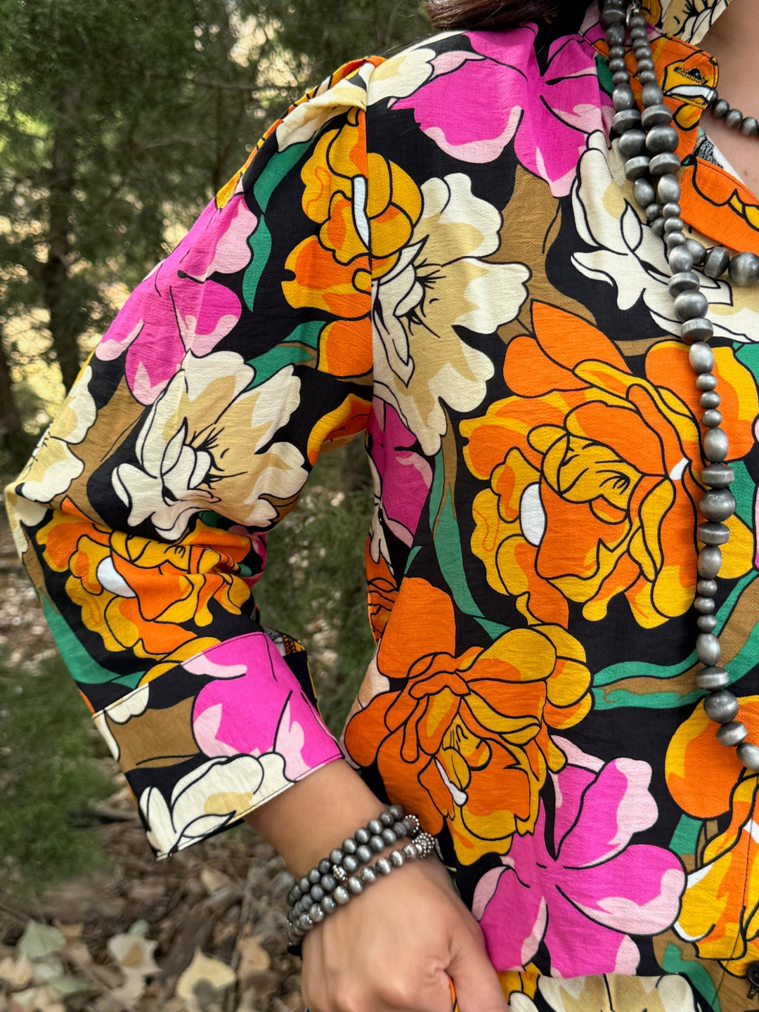 Floral Tropical Button Up Top