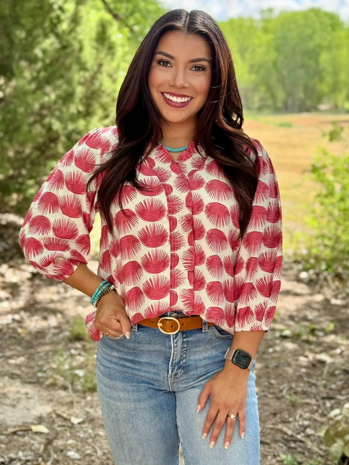 Cowan Wine V-Neck Blouse