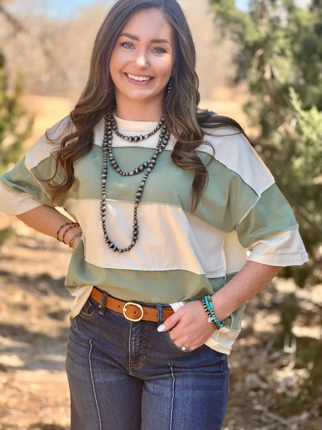 Romy Cream Striped Top