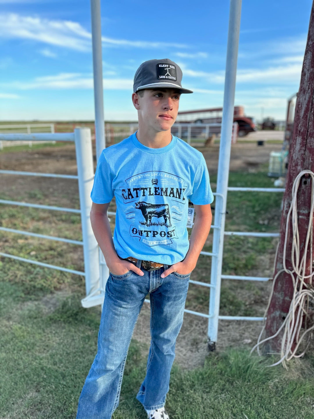 Supporting Local Ranchers Blue Graphic Tee by Cinch