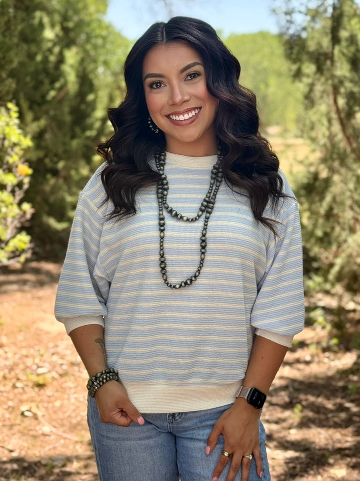 Stripe Some More Puff Sleeve Top