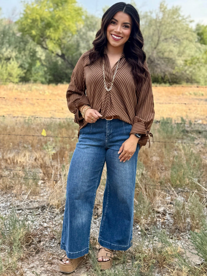Palmer Brown V-Neck Top