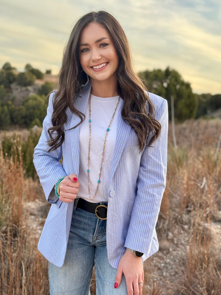 Skies Are Blue Pinstripe Blazer