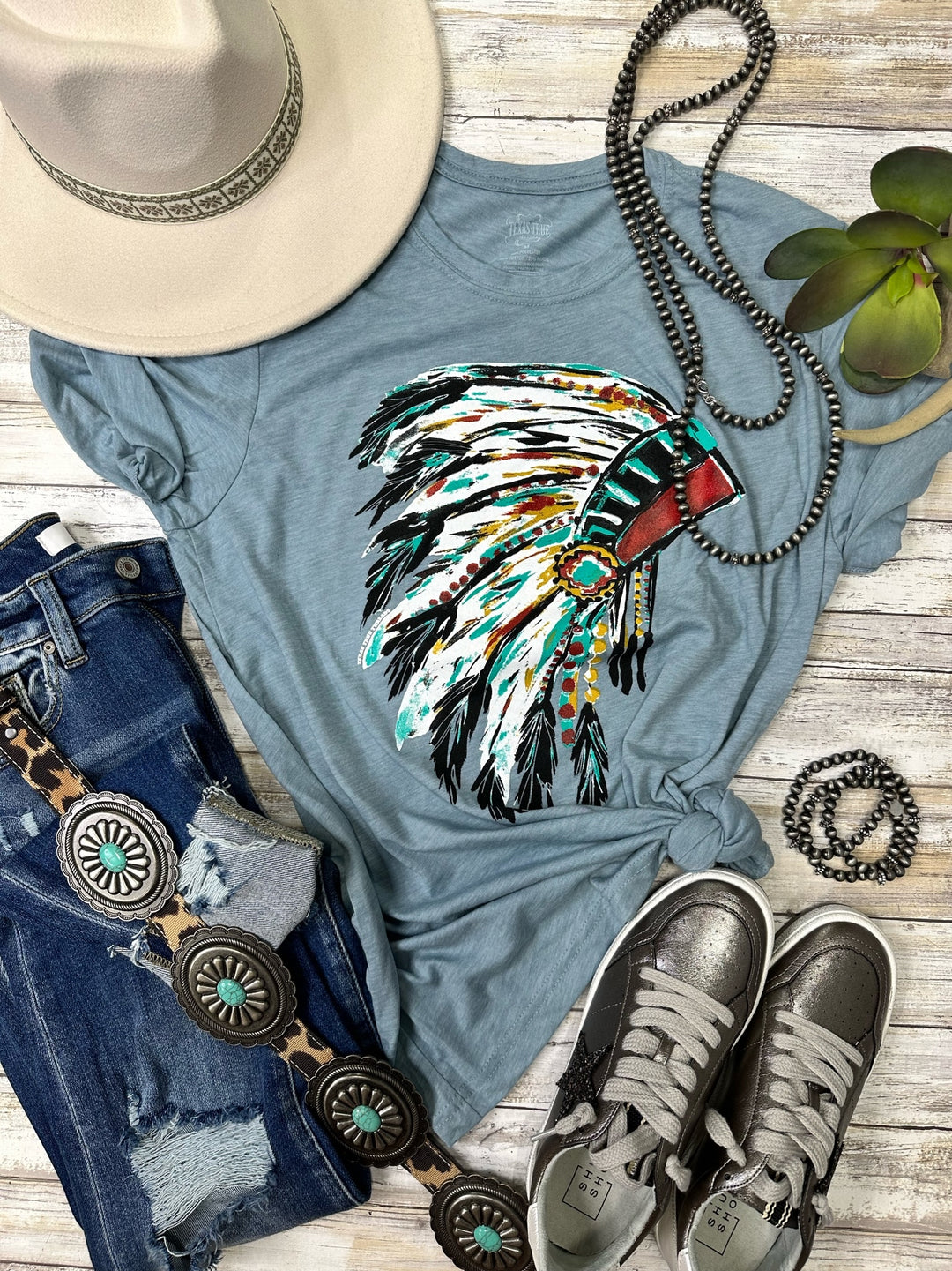 Callie's Watercolor Headdress Graphic Tee by Texas True Threads