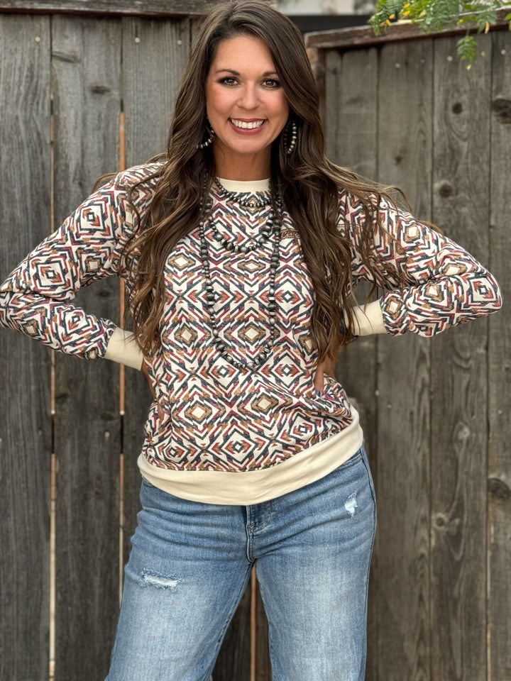 Gwen French Terry Aztec Top by Cinch