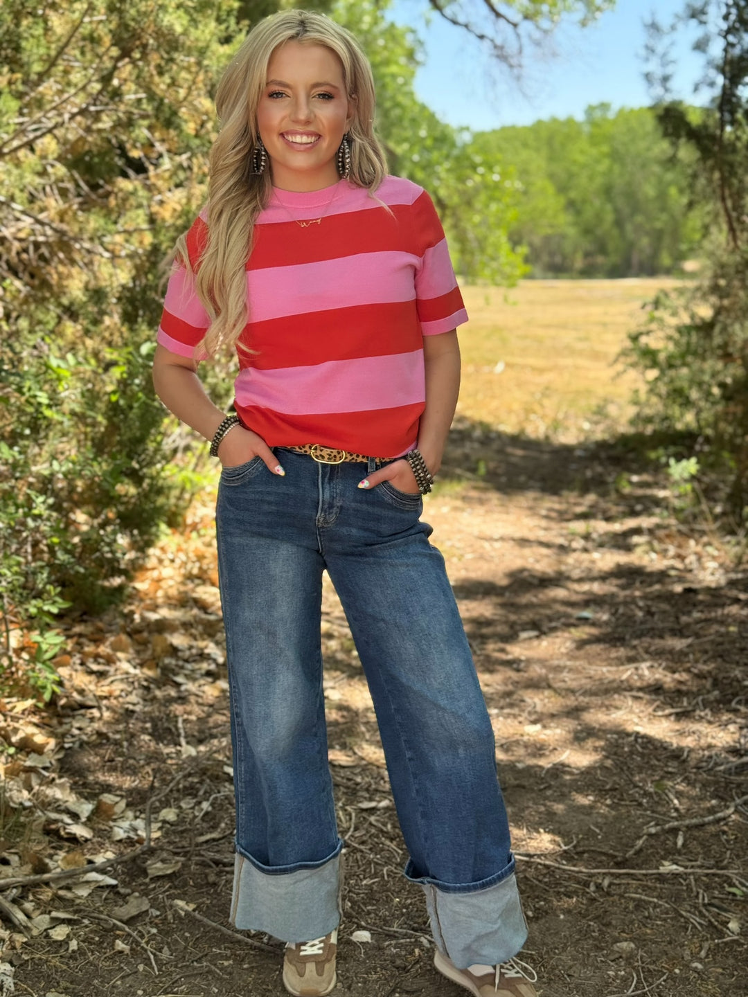 Sunset Orange & Pink Stripe Top