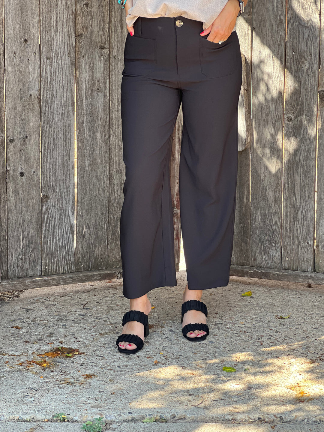 Marie Black Wide Leg Crop Pants