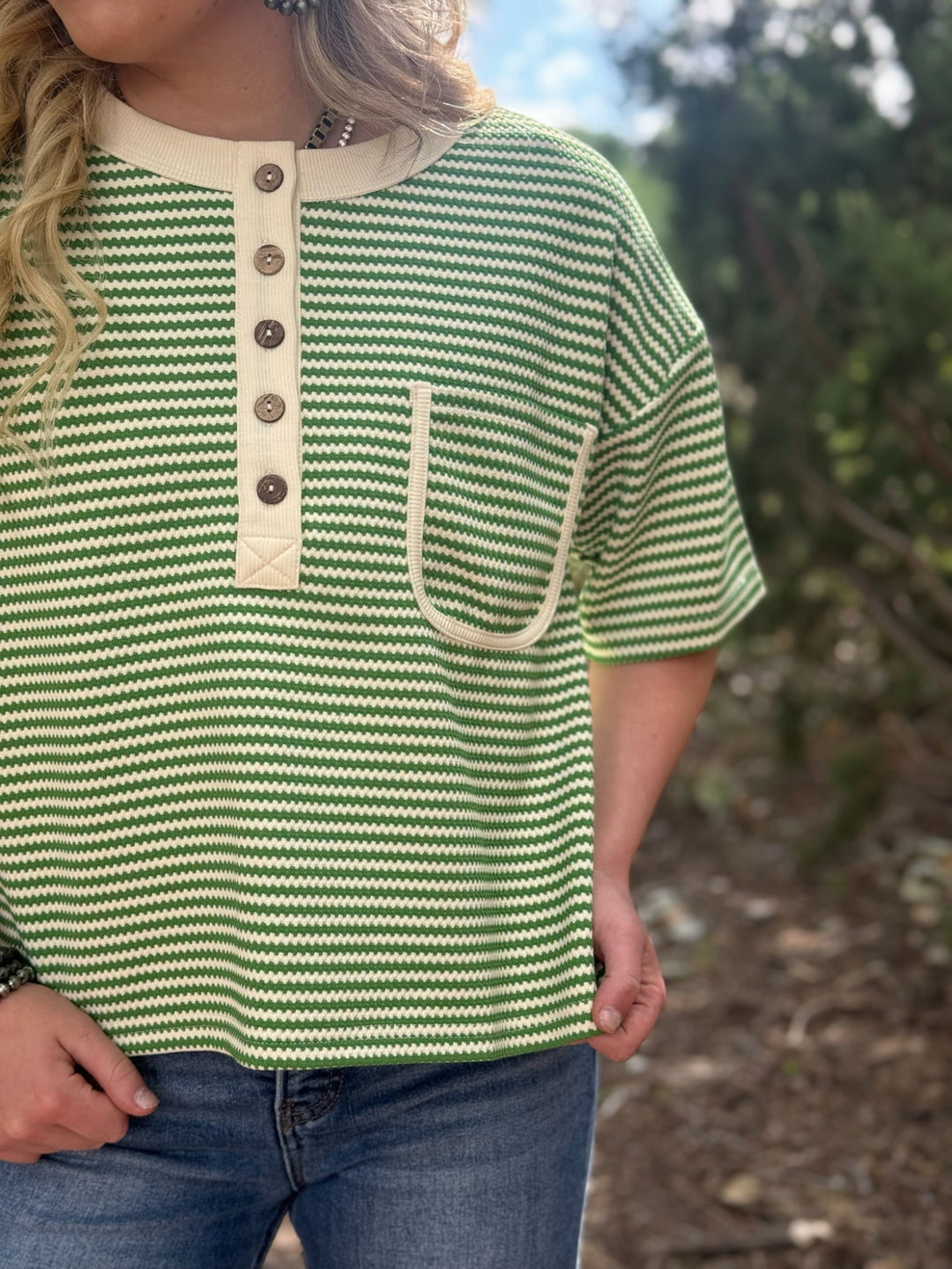 Lucky in Green Stripes Top