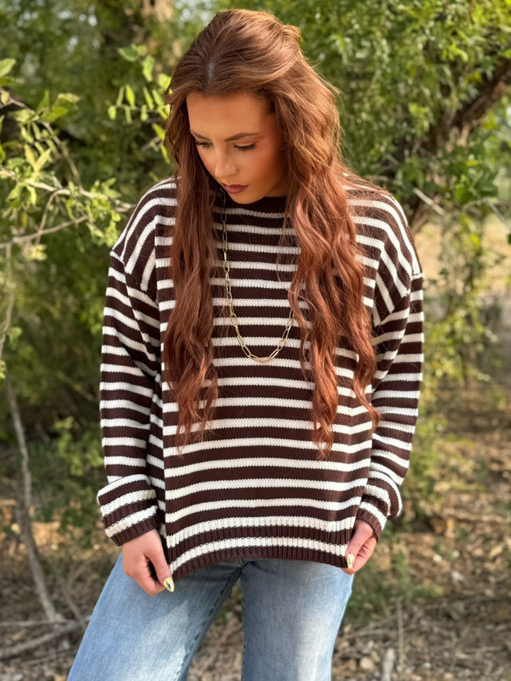 Morning Brew Brown Striped Sweater