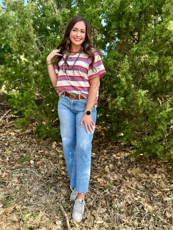 Randi Rust & Blue Striped Top