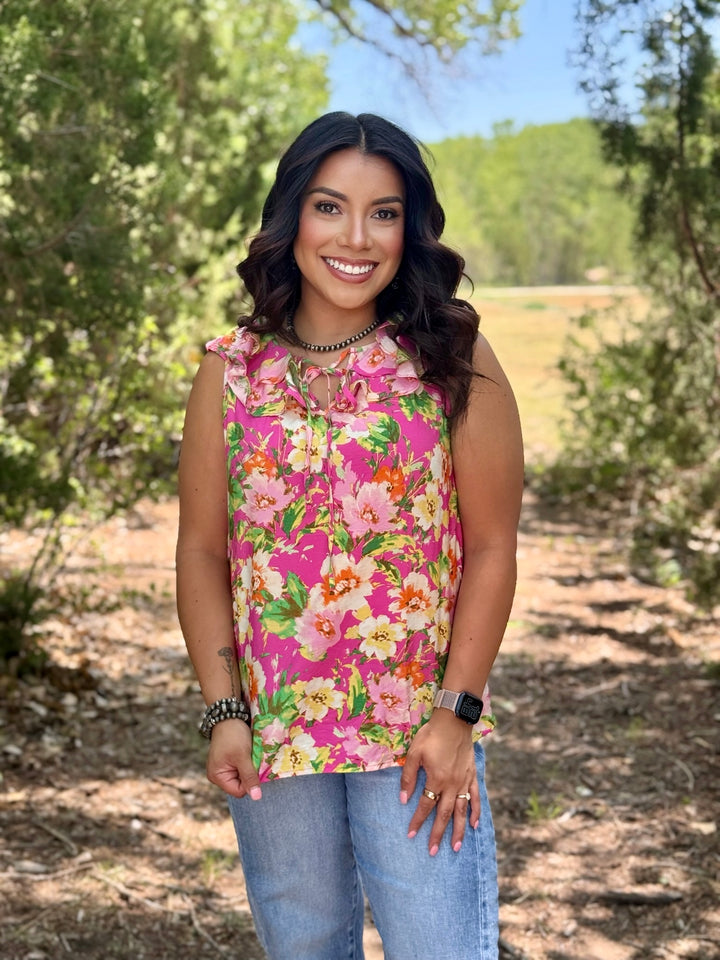 Watercolor Floral Pink Top