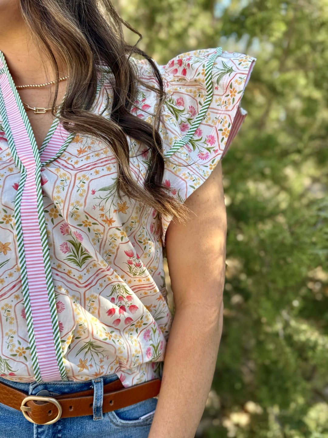 Bridget Floral Ruffle Sleeve Blouse