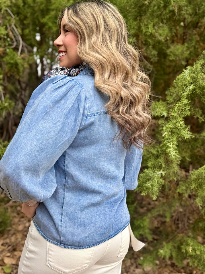 Sheridan 3/4 Sleeve Denim Top