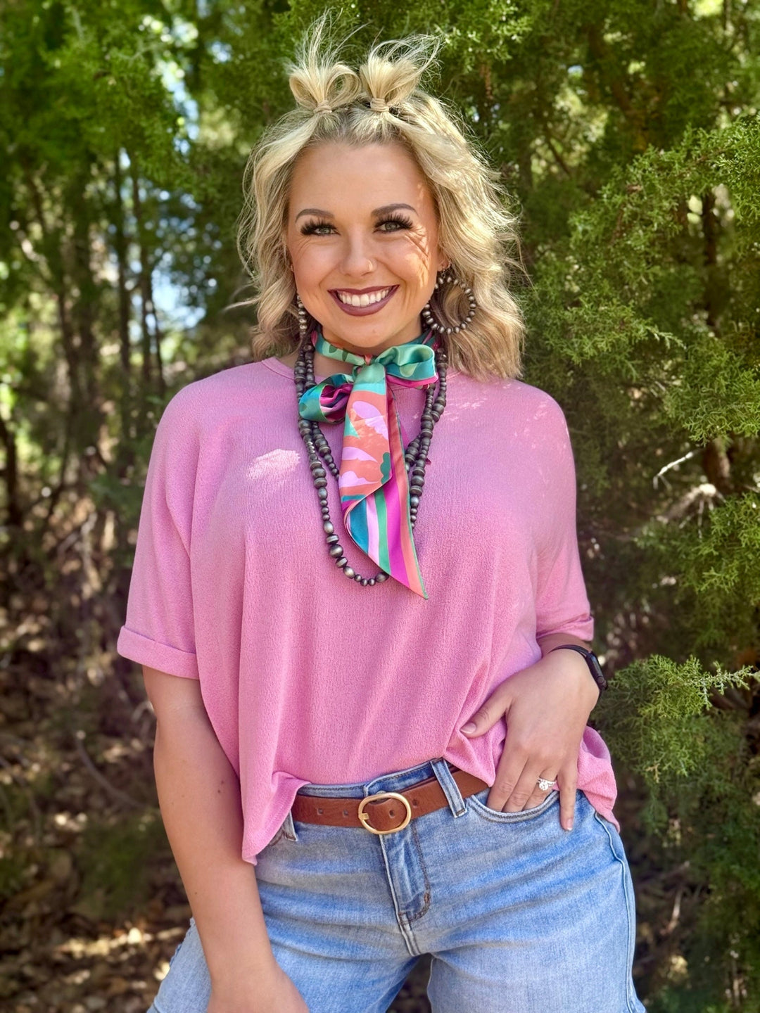 Opal Drop Shoulder Pink Top