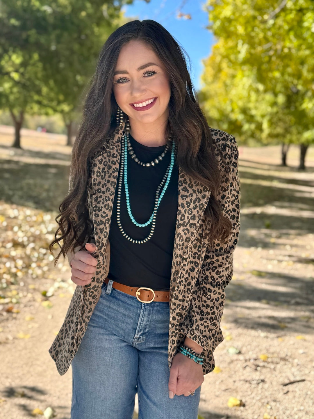 Dolly Denim Leopard Blazer