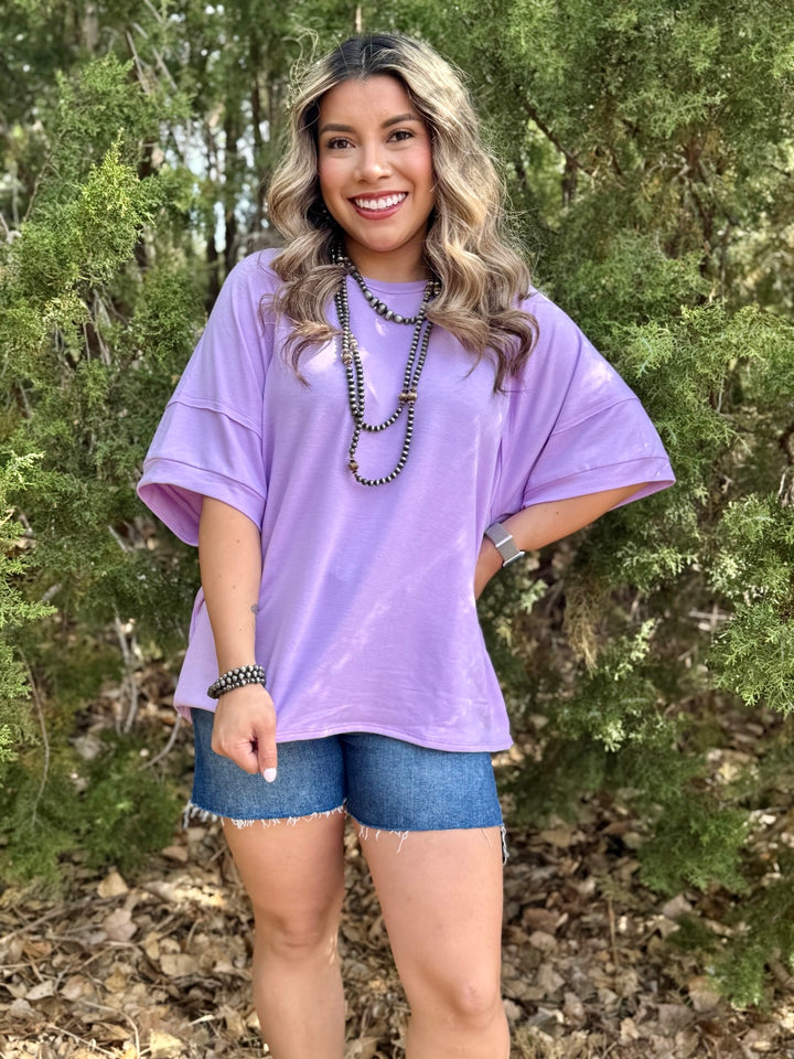 Lynn Lilac Exposed Hem Top