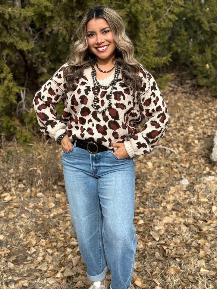 Addison Leopard V-Neck Sweater