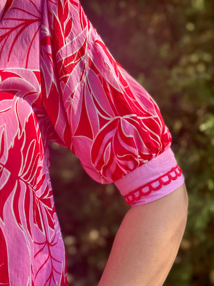 Ashlynn Pink & Red Tropical Top