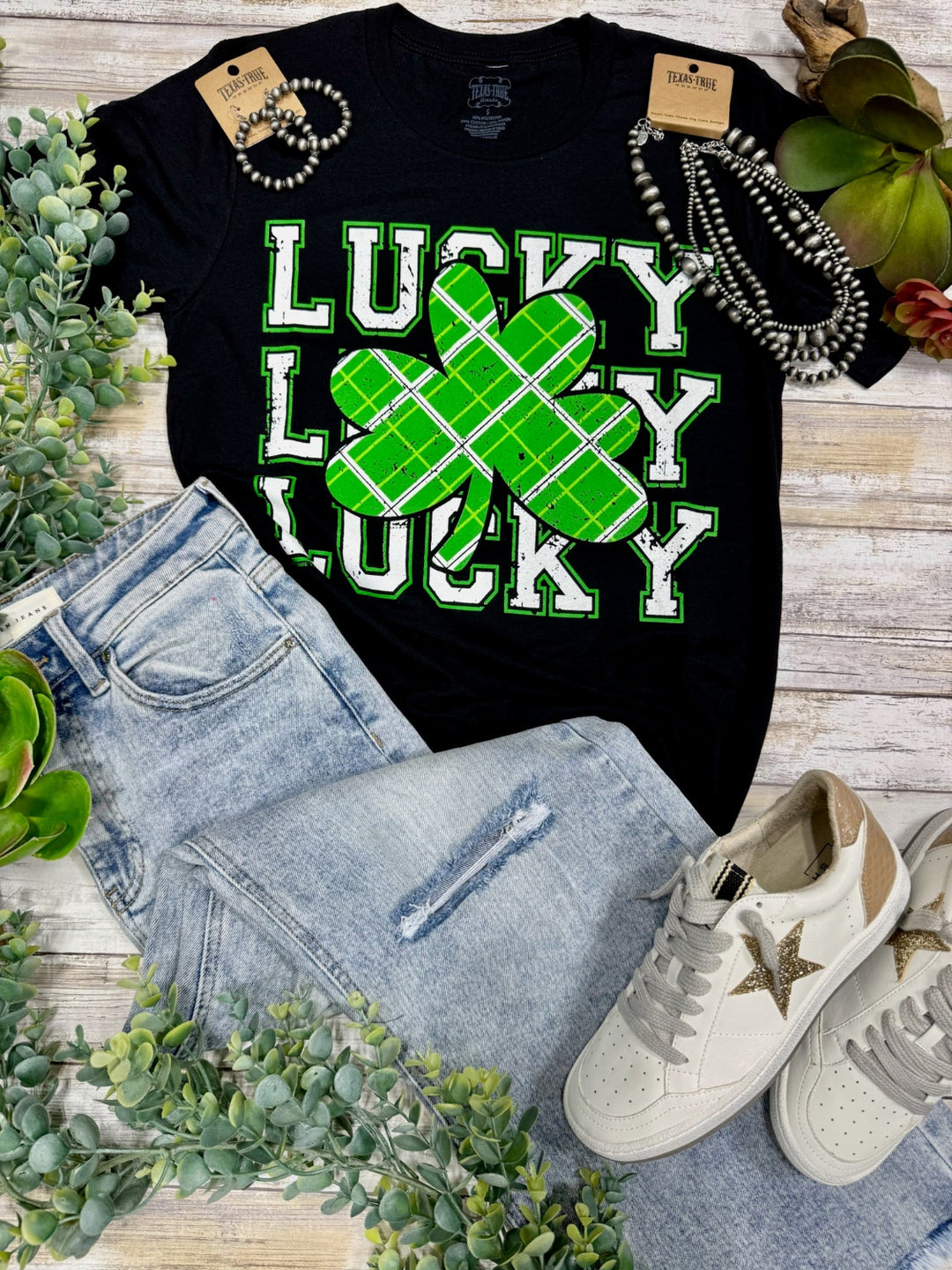 Lucky Plaid Graphic Tee by Texas True Threads