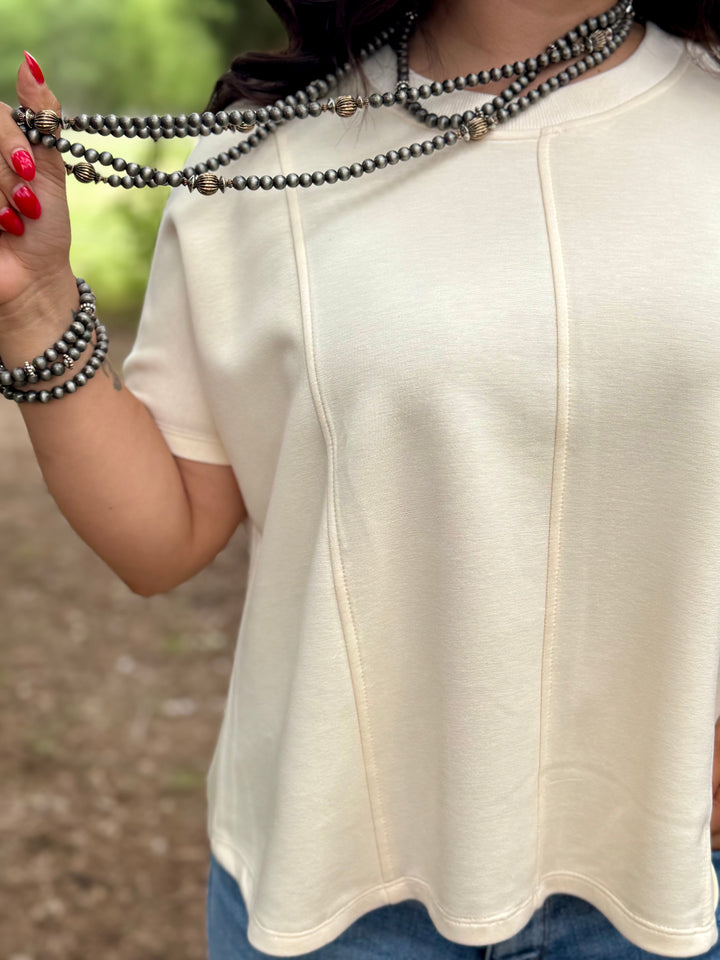Annie Cream Scuba Knit Top