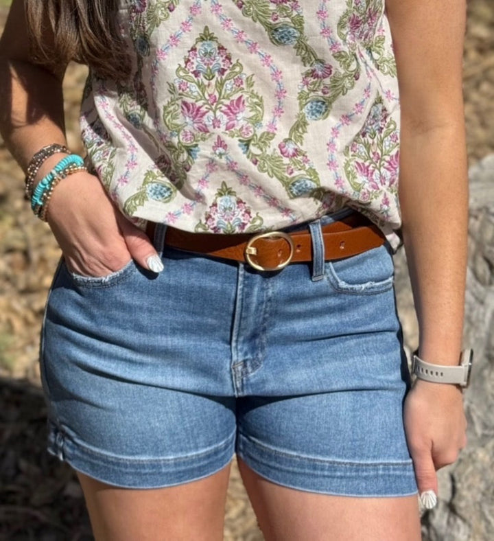 Jersey High Rise Denim Shorts by Risen