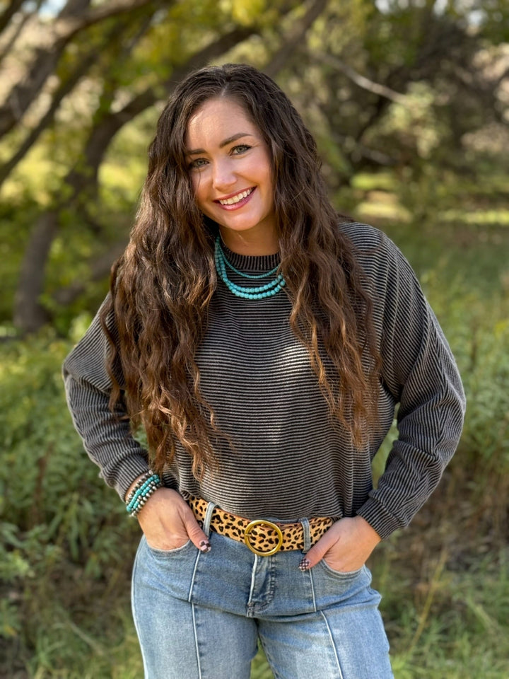 Andrea Black Ribbed Top