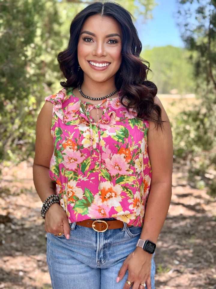 Watercolor Floral Pink Top