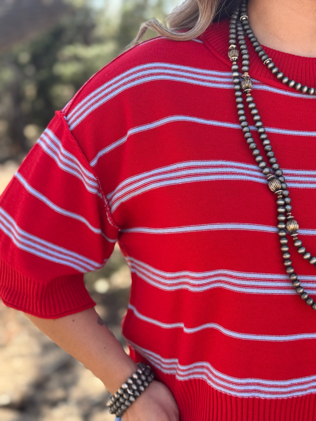Jasmine Red & Blue Striped Sweater