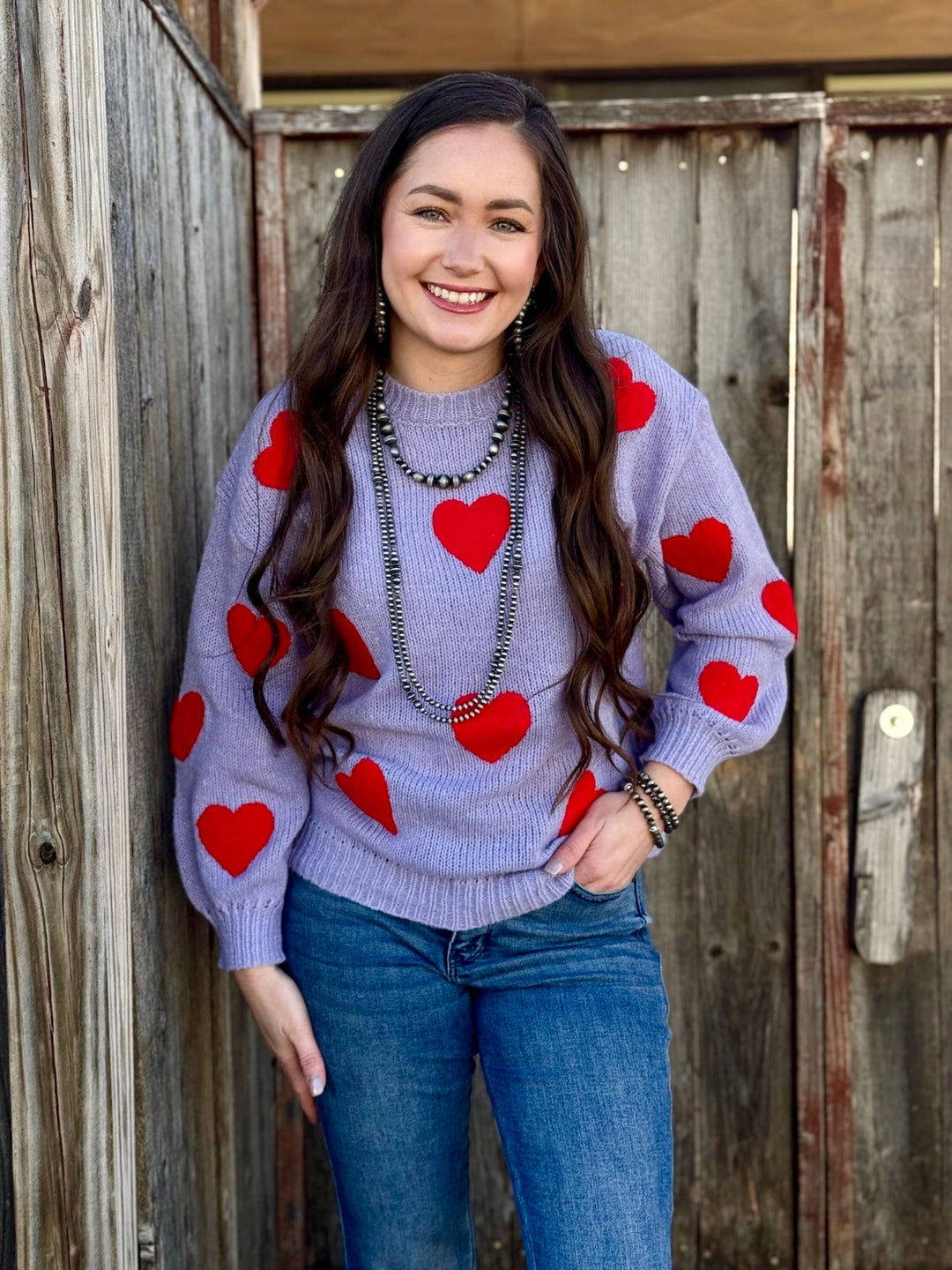 Morgan Heart Patch Lavender Sweater