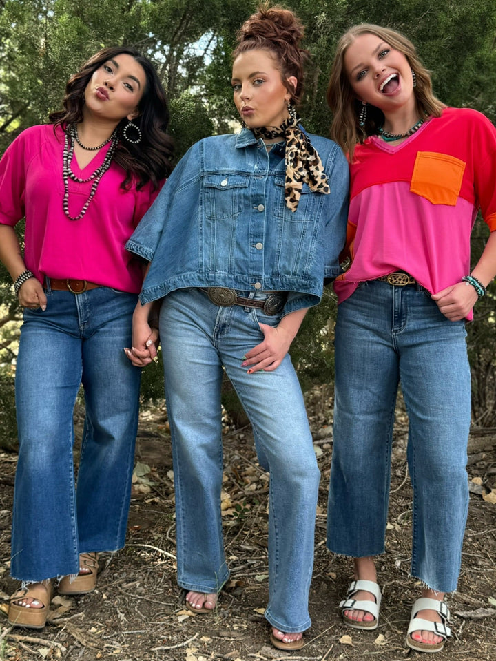 Heidi Red Colorblock Top