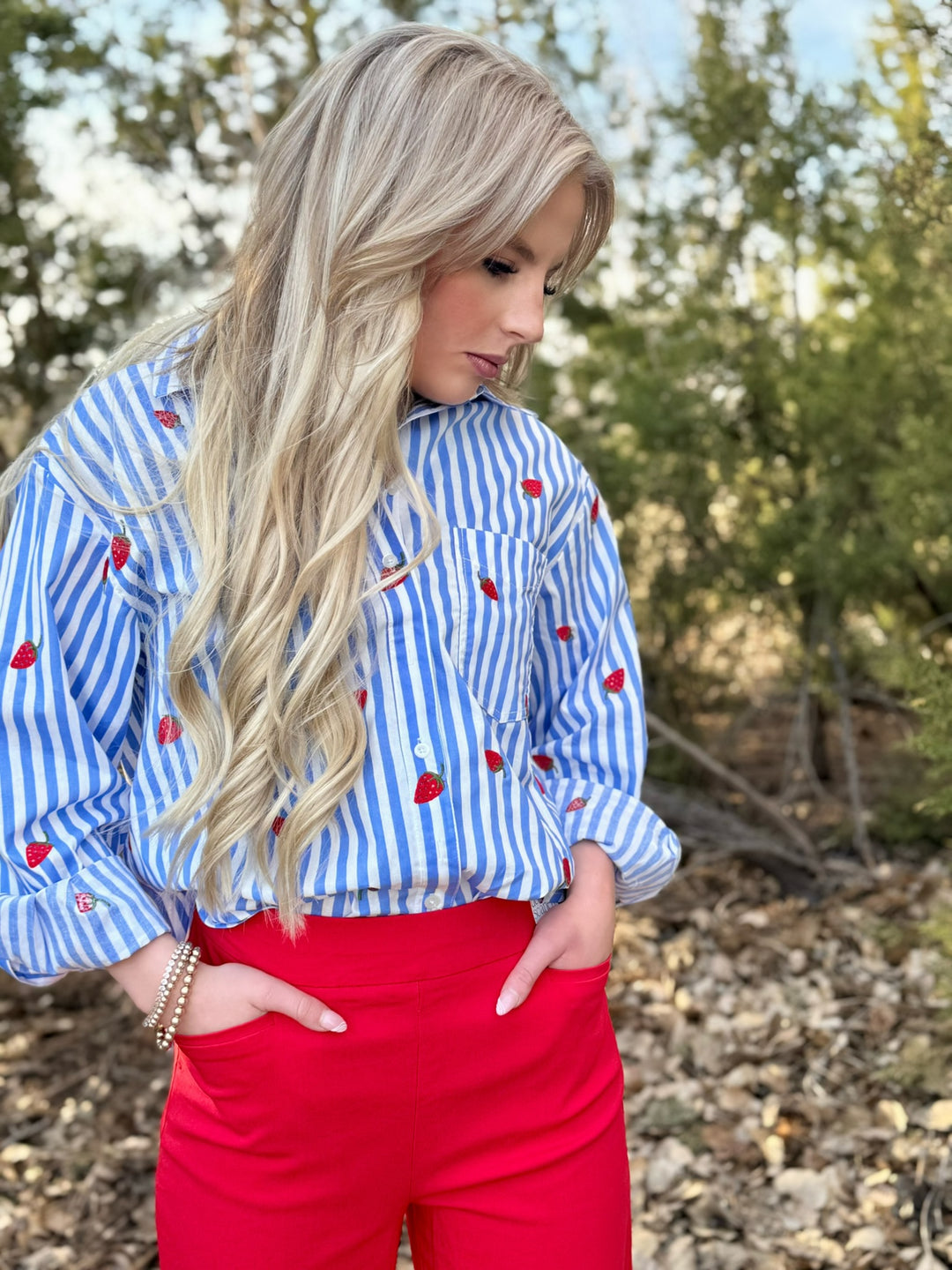 Very Berry Blue Striped Top