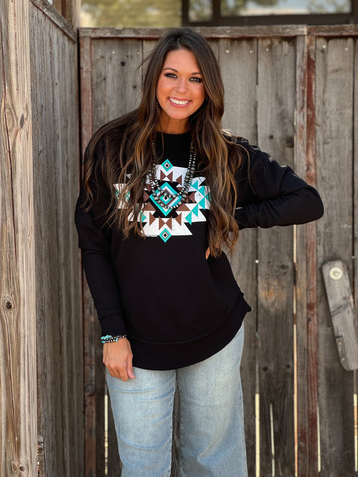 Kearstin Aztec Graphic Sweatshirt by Texas True Threads