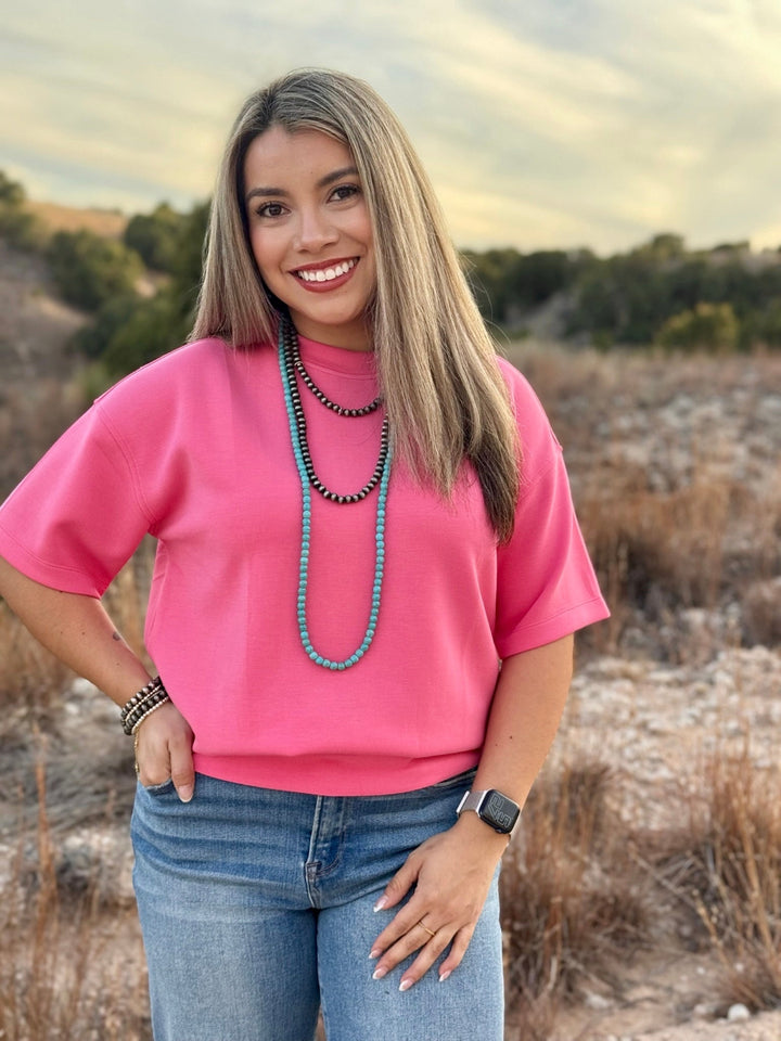 Brantly Pink Scuba Top