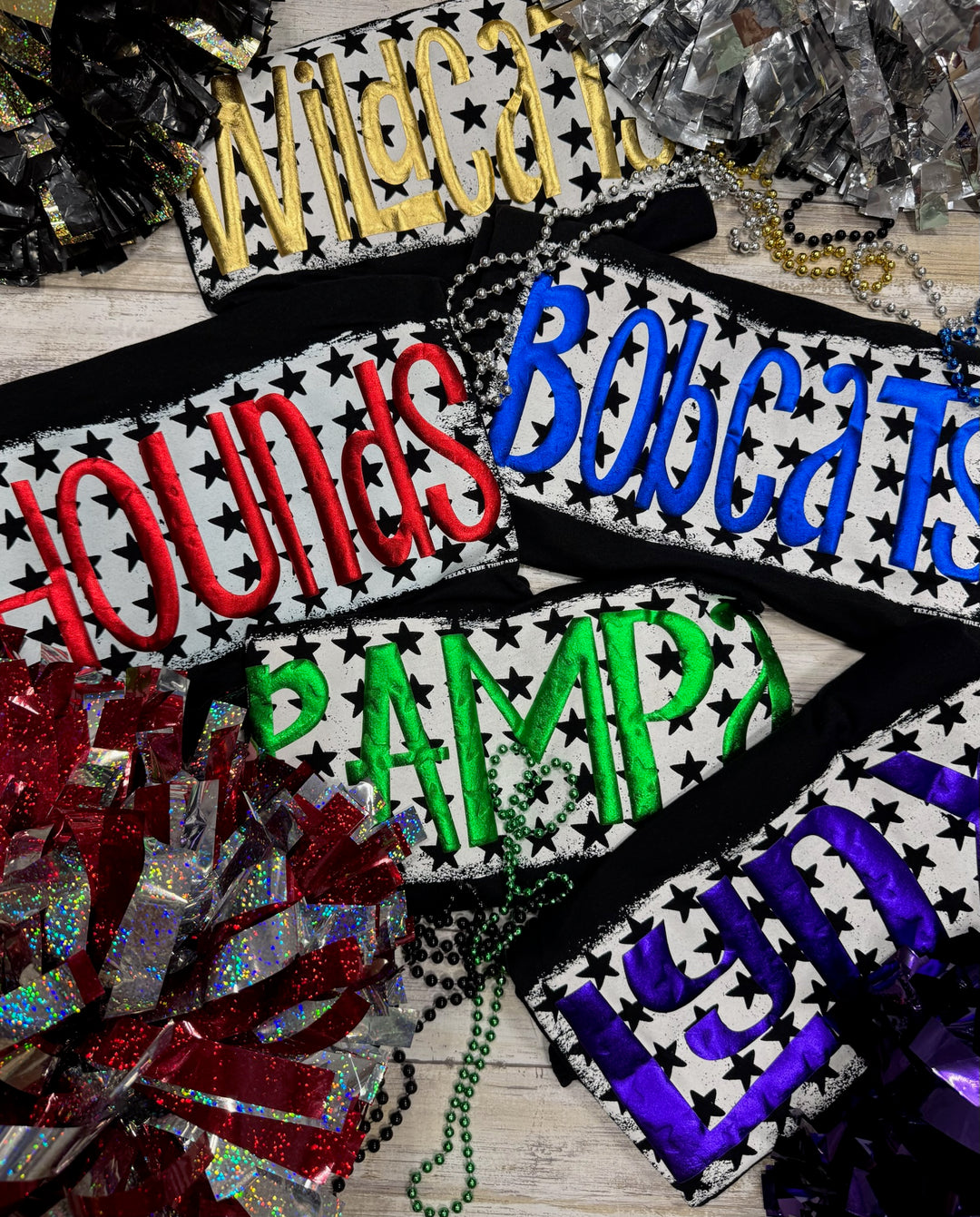 Metallic Puff Mascot with Stars Tee by Texas True Threads