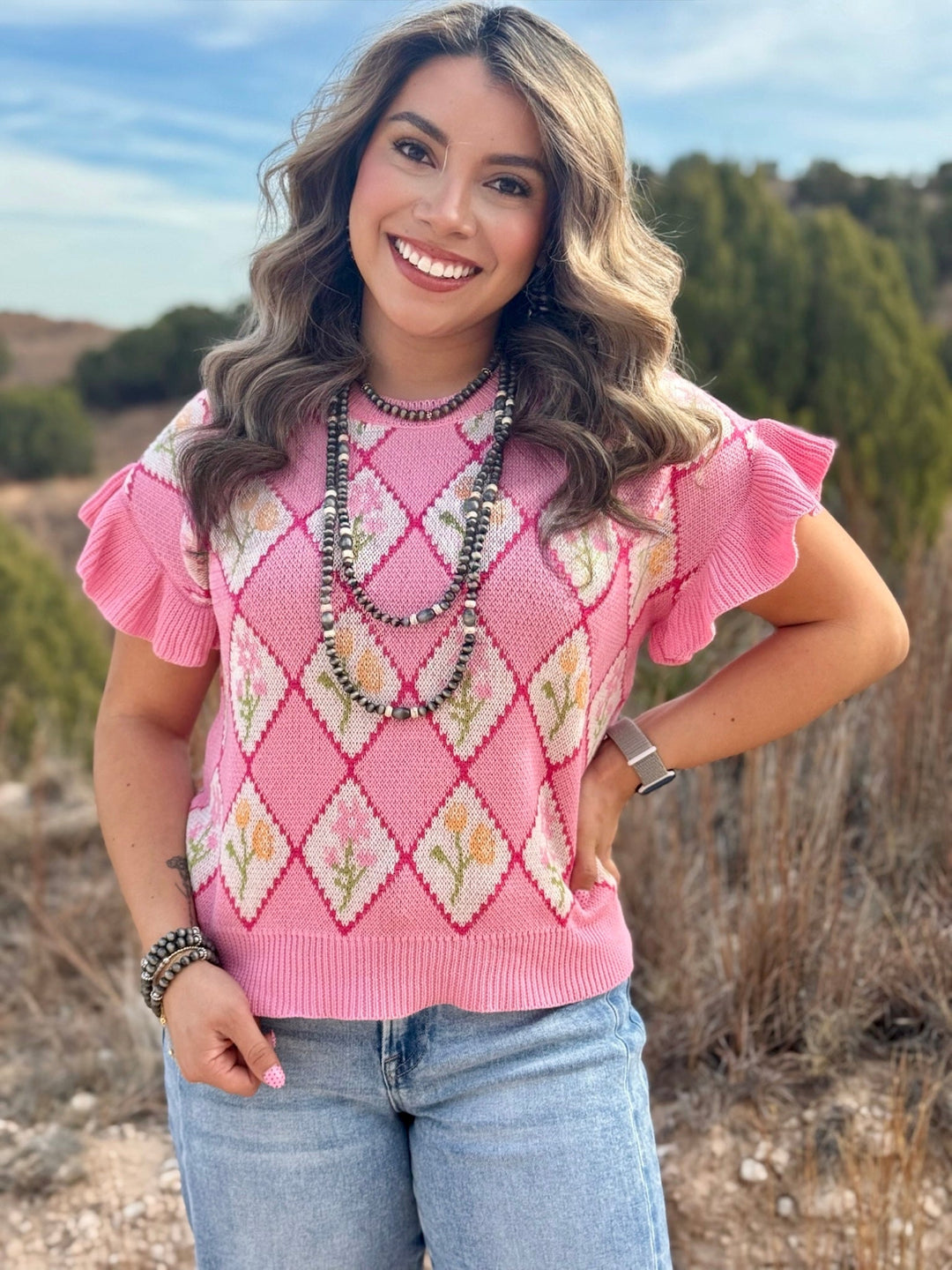 Emery Pink Floral Sweater