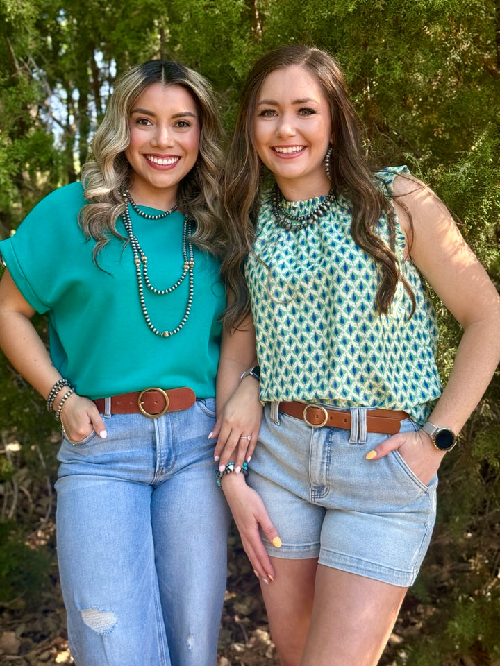 Nancee Green & Blue Sleeveless Top