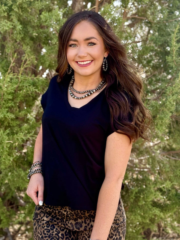 Boston Black V-Neck Top