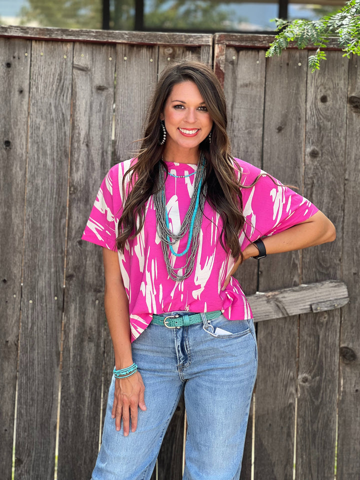 Eleanor Pink & White Blouse