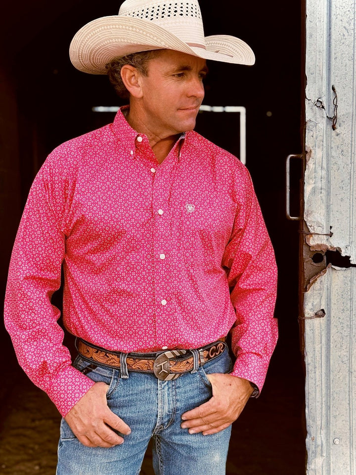 Brennan Pink Wrinkle Free Classic Fit Shirt by Ariat